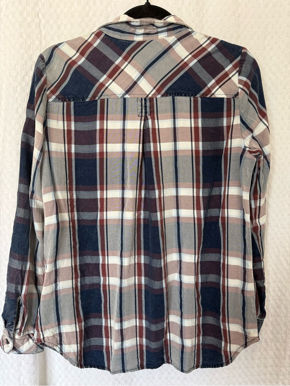 Kut From The Kloth Plaid Button Down Shirt Medium Lyocell Roll Tab Sleeve - Picture 3 of 5